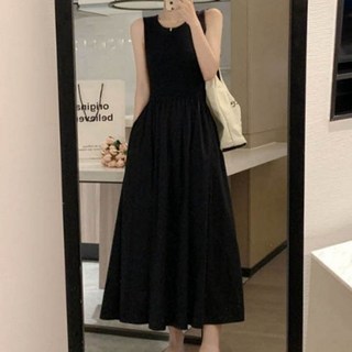 데일리 민소매 여성 우아 시크 햅번 롱 원피스