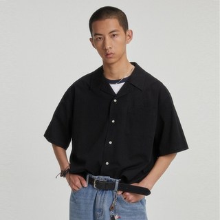 Goofing-off 竹北 極簡風 純色 舒適 古巴衫 短袖襯衫