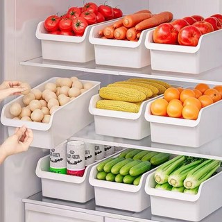 冰箱收納盒 廚房食物保鮮盒 側面開口設計 30x17x11cm, 斜口收納盒, 1個