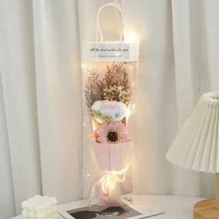 乾燥花束 畢業花束 母親節花束 教師節花束 玫瑰花 滿天星 向日葵 香皂花 永生花 乾燥花 康乃馨 禮物 情人節, 大耳狗粉