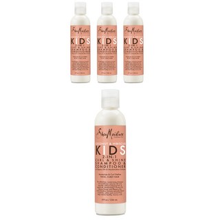 시어모이스처 키즈 2-In-1 컬 & 샤인 샴푸 컨디셔너 코코넛 히비스커스, 4개, 236ml