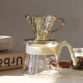 하리오 V60 핸드드립세트 커피드리퍼 20주년 리미티드 에디션 키나리베이지, 드리퍼,드립서버,계량스푼,여과지40매,레시피북, 1개, 450ml