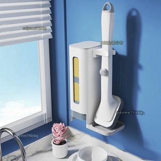 長柄清潔刷 自動加液壁掛式洗鍋刷 不沾鍋專用 可替換刷頭 廚房清潔, 壁掛套裝（10個晶剛砂刷強力去,【樂布朗】自動加液神仙鍋刷, 1個