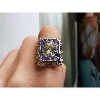 韓國限定IU華麗版《炫麗復古紫水晶鑽戒指》S925 國際戒圍7號