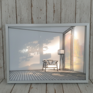 포미온 LED 조명액자, 1개, 여백 속에 피어난 빛 블랙