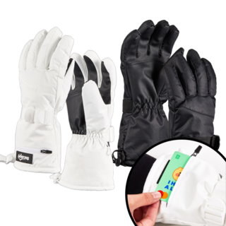 스키피 스키장갑 방수 터치 리프트권 수납 방한장갑 겨울장갑, XL × 화이트 × 1개, 화이트, 1개