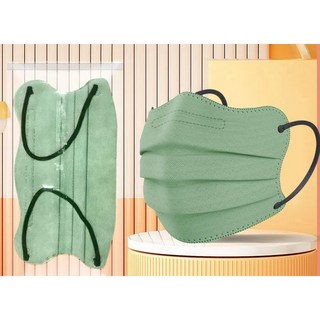 碟形3D立體口罩 獨立包裝 可混色 成人口罩 美顏V臉波浪形口罩 防護高顏值顯白口罩, 1個, CC0201-綠色1入-買十贈一