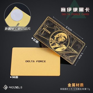 三角洲行動 遊戲儲值卡 系列，金屬卡、鑰匙卡、金卡、黑卡、白卡、總裁卡, 1個, 賽伊德黑卡+NFC貼片