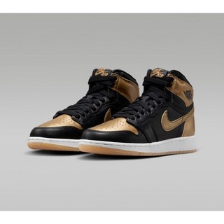 나이키 에어 조던1 레트로 하이 OG 블랙 골드 여성용 청소년용 패션 농구화
