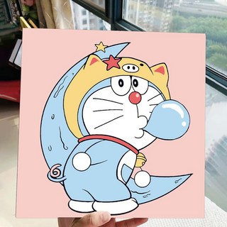 兒童卡通數字油畫DIY手繪填色畫，健康環保, YH074哆啦a夢,30*30cm密度板含顏料筆刷）, 1個