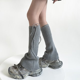 말랑킷 니트 리본 레그워머 여성 발토시 골지 니삭스 발레코어