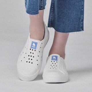 moz 瑞典 經典雙色洞洞餅乾水鞋 (白/藍標) 舒適厚底 防潑水 全防水