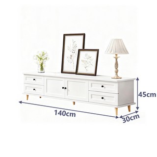 簡約風白色電視櫃 140公分 客廳收納櫃, 白色