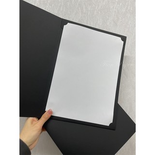 Fion A4空白證書夾 黑卡350磅厚卡 黑色文件夾 獎狀夾