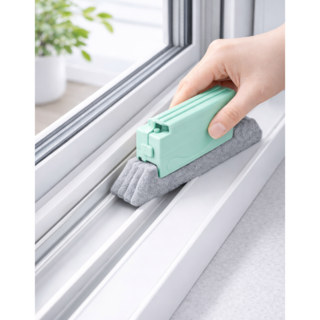 창문틈닦기 틈새닦기 먼지 제거 천 다용도 틈새 청소 브러시, 1개, 혼합(베이지+그레이)