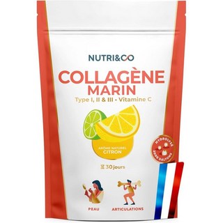 프랑스 뉴트리앤코 Nutri & co Marine Collagen 마린 콜라겐 타입 Types 1 2 3 + 비타민C 레몬향 파우더, 1개, 180g