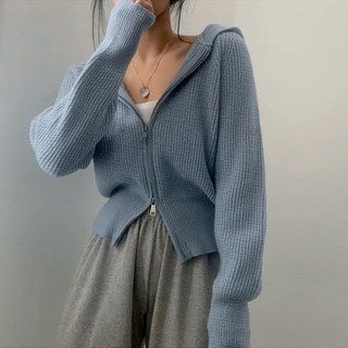 라라홀리 러블리 크롭 투웨이 후드 니트 집업