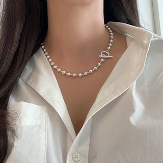 [연예인 협찬] 무광 5mm 볼 체인 토클바 굵은 볼드한 목걸이 레이어드