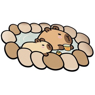 吸水地墊 腳踏墊 玄關地墊 40x60 硅藻土 浴室地墊 廚房地墊 卡皮巴拉 水豚地墊, 喝茶, 1個