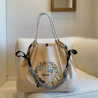 일본자수에코백 토끼 래빗 체인 네이비 장바구니 기본