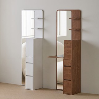 [파로마감사제] 파로마 메이 전신거울 폴딩선반 수납 스탠딩 화장대, 화이트