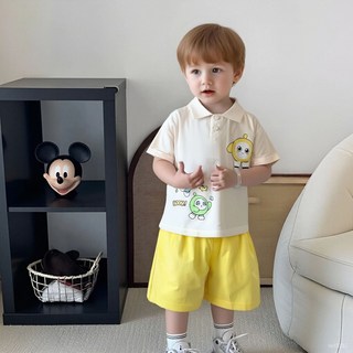 潮短袖運動中小童裝兒童T恤套裝男童Polo衫新款兩件套童夏裝 舒適透氣棉質面料