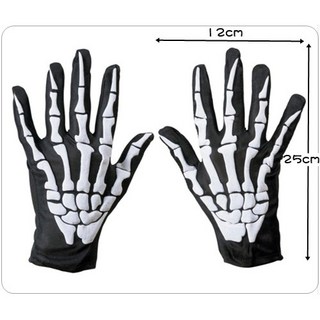 銅板屋萬聖節兒童裝扮套裝：鬼瓜、骨頭手套、骷髏裝，黑色死神巫師惡魔鬼衣，跳舞表演白骨裝, 1個, 骨頭手套一對