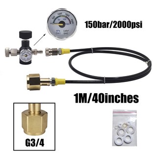 소다수 CO2 실린더 TR21-4 나사 유형 호스 게이지 키트가 있는 리필 충전 스테이션 어댑터 W21.8-14 G3/4 C20 커넥터, [02] G3-4 2Kpsi 150bar, 1개