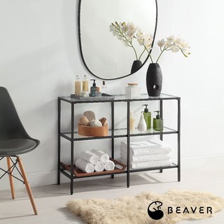 BEAVER 強化玻璃玄關桌/展示桌, 消光黑