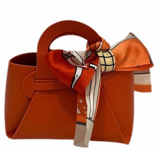 手提喜糖包 PU材質 DIY組裝 婚禮/生日/滿月禮品包裝, 橘色, 1個