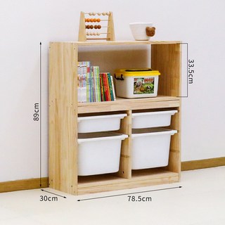 蒙氏兒童 玩具收納架 書櫃 實木收納櫃 大容量書架 置物架 儲物櫃 玩具收納櫃 多層抽屜式收納, 玩具櫃三層兩排(白盒)