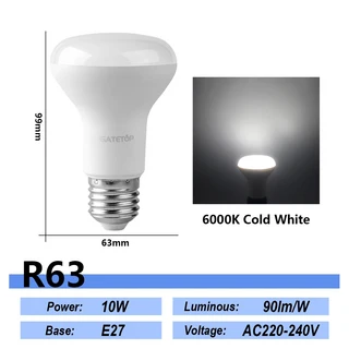 1-20Pcs LED 목욕 전구 램프 E27 E14 버섯 R50 R63 R80 220V 6W 10W 12W 비 스트로브 따뜻한 차가운 빛 ERP, 09 R63 6000K, 04 5 pcs, 01 AC220V-240V