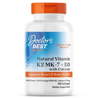 닥터스베스트 내추럴 비타민 K2 MK-7 100mcg + D3 25mcg 칼슘 100mg 함유 소프트젤, 1개, 120정