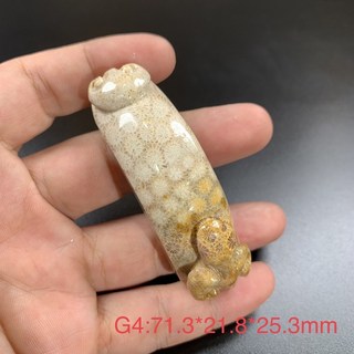 珊瑚玉菊花石雕刻墜飾 G4，天然玉石，獨特紋理，居家擺設，提升空間能量, 1個