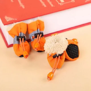 미끄럼 방지 강아지 신발 애완 동물 보호 부드러운 밑창 애완 동물 신발 겨울 방수 프리워커 소프트 용품, 02 Orange, 05 M