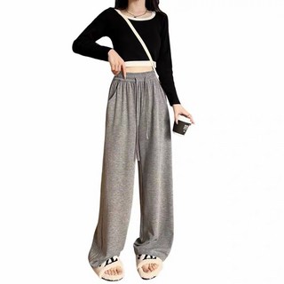 闊腿褲 落地褲 高腰韓系女生秋冬長褲