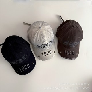 中大童美式復古臟臟印字個性棒球帽男童女童個性街頭嘻哈鴨舌帽，舒適透氣可調節