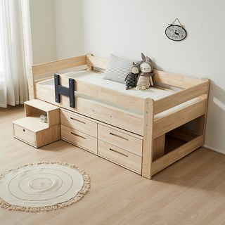 블리스데코 밀포드 소나무 원목 서랍형 낮은 벙커 침대 DLA101_C, 그레이
