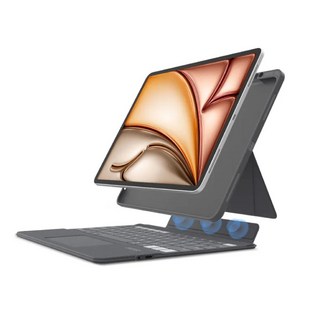 eiP Magnetix 1 2 可拆式藍牙鍵盤保護殼 適用於 iPad Pro Air EIP001 磁吸支架 多角度調整, 迷霧黑－2代, 1個
