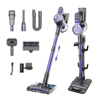 2025년형 Teendow 차이슨 무선청소기 스틱형 가성비 원룸 청소기+물걸레 키트+반려동물 펫브러쉬+침구 브러쉬, 퍼플