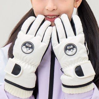 NY20 패밀리 주니어 어린이 학생 스마트터치 방수 겨울 방한 스키 보드 캠핑 장갑 NY-B2376, 화이트, 1개