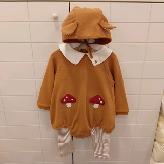 아가방 NC청주점# 23년가을신상~신축성 좋은 쫄바지와 다이마루 바디 수트 세트(모자포함)