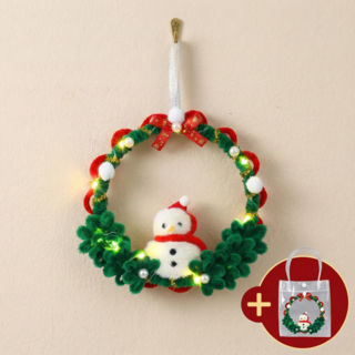 [가방 조명 제작영상 포함] 골드픽 크리스마스 모루 리스 만들기 DIY 키트, 1개, 눈사람