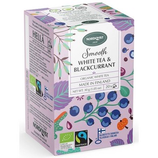 Nordqvist 黑醋栗白茶 芬蘭有機白茶 20入 黑醋栗風味 下午茶推薦, 20個, 茶包