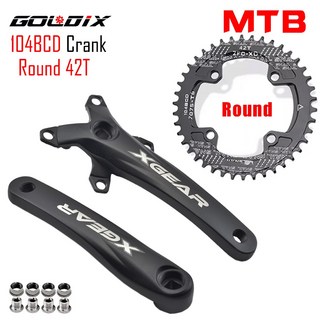 GOLDIX 산악 자전거 사각 홀 크랭크 세트 알루미늄 합금 170mm 블랙 32T 104BCD, 1개