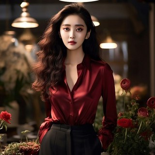 初見 法式別緻內搭襯衫 高級感小個子時尚歐貨爆款紅色襯衫上衣