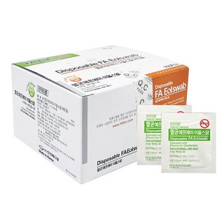 (주)세븐메디컬 에이치엘비 멸균 에프에이 이올스왑 (에탄올) 1매 개별 포장 소독솜, 1개, 100매입
