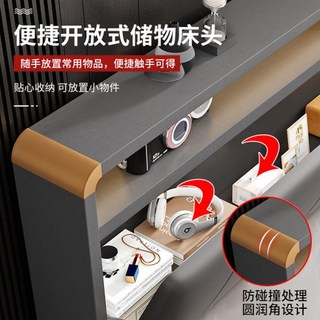 공기압 하이박스 수납 침대 심플하고 모던한 더블 원목 마스터 침실 플레이트 다다미, 04 1500Mm   2000mm-Asse, 03 Air pressure rounded