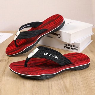 男士人字拖，2023夏季防臭防滑沙灘夾腳拖, 24.5 cm, 紅色