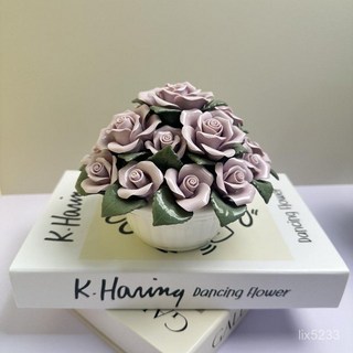 수제 도자기 꽃바구니 세라믹 소품 바구니 사이즈 화분 장식 핑크 로즈 - 라지, 퍼플 로즈 - 라지